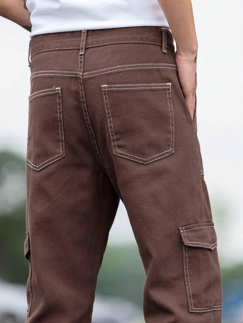 JVX Jeans for Men || Men Jeans || Reguler Fit DenimJeans || CargoJeans (NJJ-03) (in, Numeric, 32, Brown) - Image 4