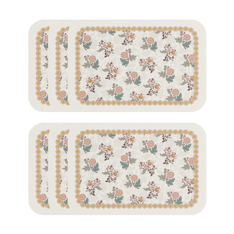 ISAENNE Designer PVC Placemats Set of 6,Rectangular Floral Placemat, Waterproof and Heat-Resistant,Decoration for Kitchen, Dining, Party,Holiday, New Year,12"*17" - Image 1