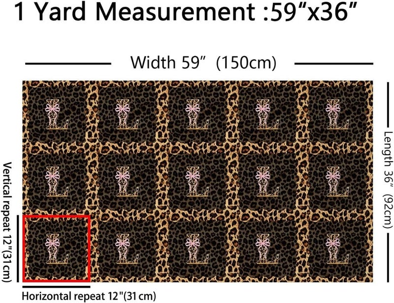 Erosebridal African Cheetah Print Fabric By The Yard Fashion Leopard Print Bow Waterproof Fabric for Chairs Coquette Letter L Upholstery Fabrics Simulated Animal Fur Outdoor Indoor Decor 2 Yards - Image 3