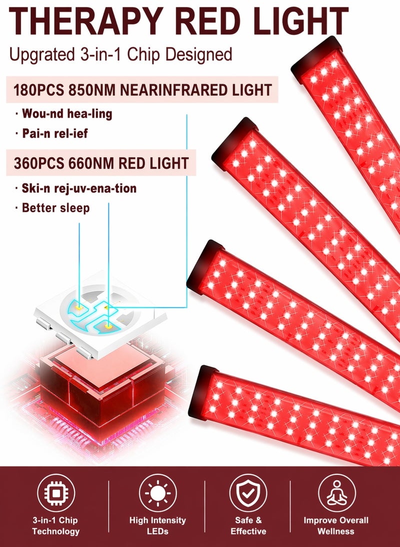 Red Light Therapy Lamp Infrared Therapy Device LED Therapy Light 660nm 850nm Pain Relief Skin Rejuvenation Adjustable Stand 4 Head Flexible Gooseneck Home Beauty Therapy Lamp - Image 4
