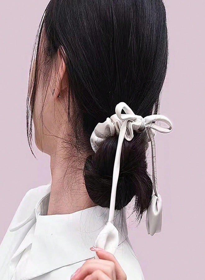LINYUEARUI Satin Scrunchies 3 PCS - Adjustable Silk Hair Ties for Black Women, No Slip Puff Cuff for Afro Puff, Thick Curly & Natural Hair, Ponytail Holders, Loc & Dreadlock Bands (Black) - Image 3