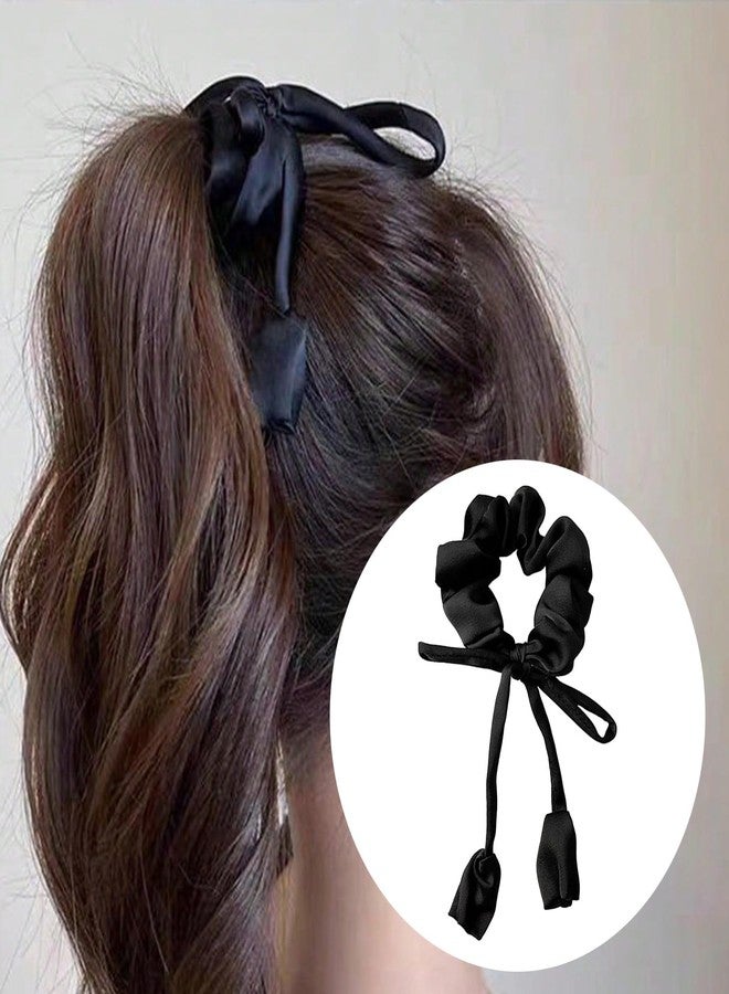 LINYUEARUI Satin Scrunchies 3 PCS - Adjustable Silk Hair Ties for Black Women, No Slip Puff Cuff for Afro Puff, Thick Curly & Natural Hair, Ponytail Holders, Loc & Dreadlock Bands (Black) - Image 4