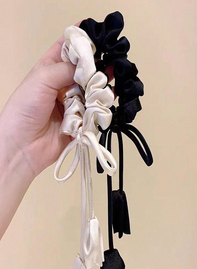 LINYUEARUI Satin Scrunchies 3 PCS - Adjustable Silk Hair Ties for Black Women, No Slip Puff Cuff for Afro Puff, Thick Curly & Natural Hair, Ponytail Holders, Loc & Dreadlock Bands (Black) - Image 5