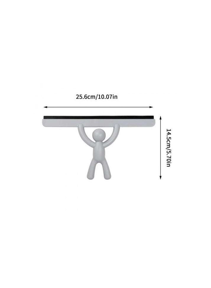 SYOSI Shower Squeegee with Man Handle, Window Glass Scraper, Rubber Window Cleaner Scrubber, Shower Screen Wiper, Multi-Purpose Squeegee for Mirror, Car, Window and Glass Bathroom, Kitchen (Grey)  - Image 3