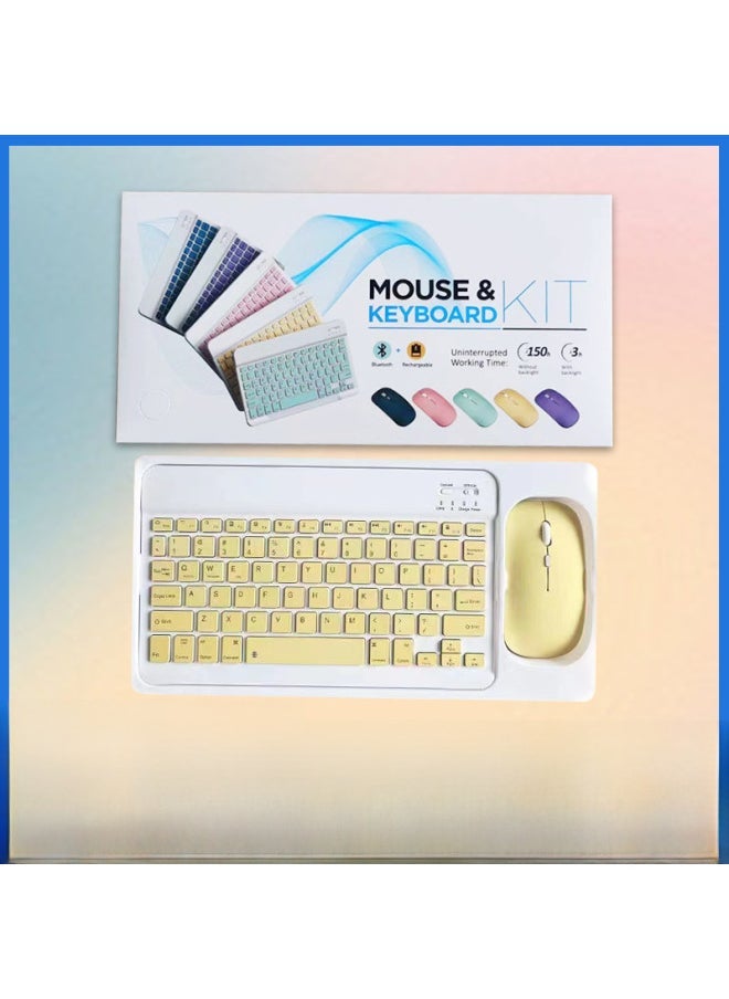 Portable Bluetooth Keyboard Mouse Set For Tablet Android Phone Thai Language Engraving Keyboard Pinyin Input Method-Color:White-Product Type:7 Inch Bluetooth Keyboard + Battery Bluetooth Mouse