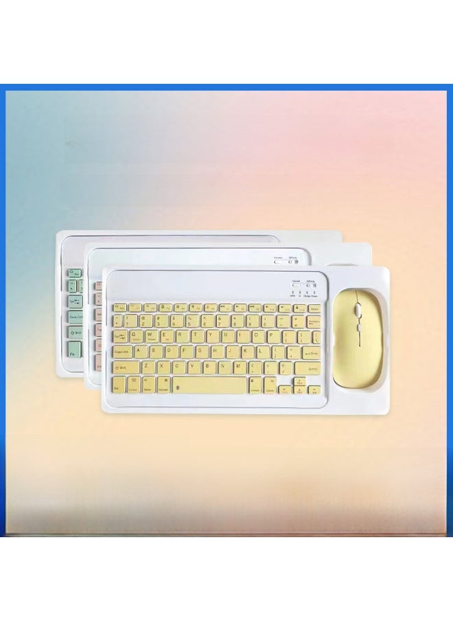 Portable Bluetooth Keyboard Mouse Set For Tablet Android Phone Thai Language Engraving Keyboard Pinyin Input Method-Color:White-Product Type:7 Inch Bluetooth Keyboard + Battery Bluetooth Mouse