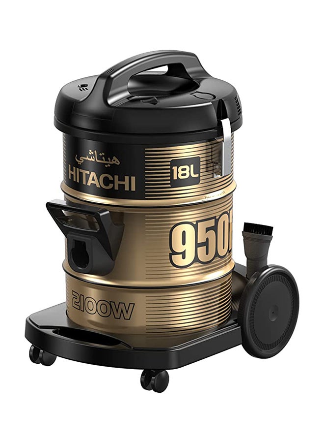 هيتاشي مكنسة أسطوانية بقدرة 2100 وات 18 L 2100 W CV-950H SS220 BK أسود/ذهبي - Image 2