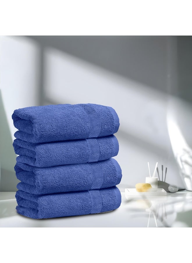 Rest Bath Towel Set Of 4 Blue Cotton Towel 70X140Cm , 47X55 Inch Luxury Hotel Towel Set Absorbent Durable Lightweight Washable Quick Dry Spa Quality Beach Pool Family Bath Towel.  - Image 1