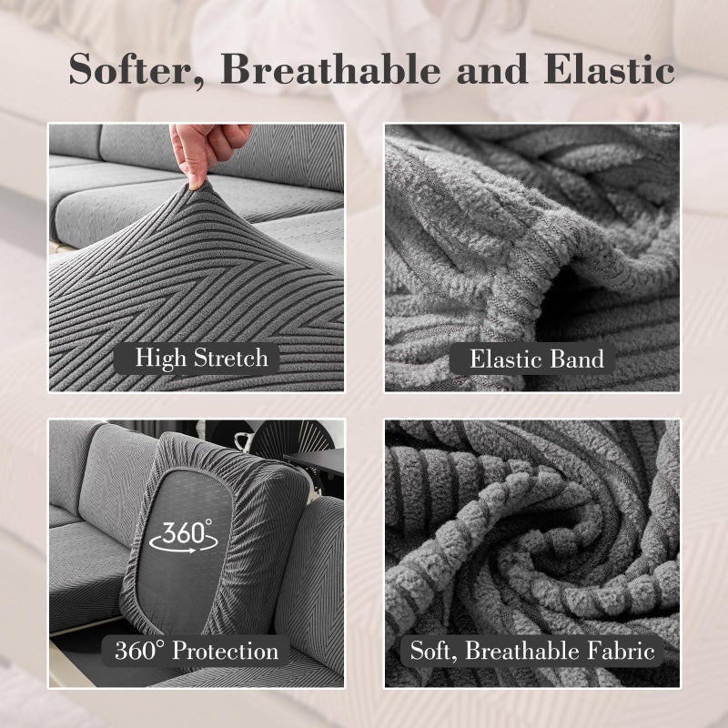 Eertop Couch Cushion Covers for Sectional Sofa, Wear Resistant Stretch Sofa Slipcovers for Sofa Universal Cushion Protector Washable Elastic Couch Seat Cover for Pets (Dark Gray, 1 Back Cover) - Image 4