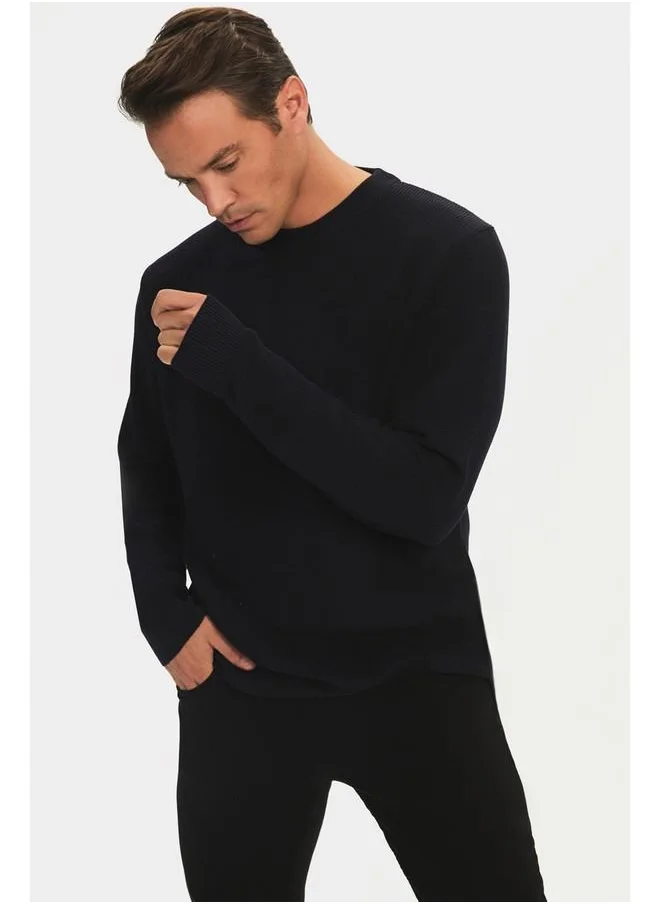 جون June Men Regular Fit Crew Neck Knitwear Sweater Navy