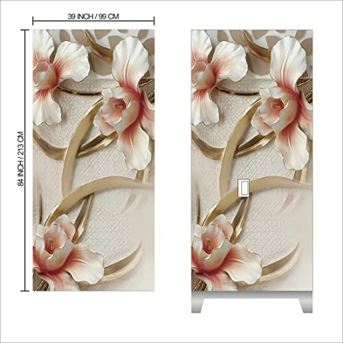 WallDaddy Self Adhesive Almirah Stickers, Wall Stickers, Decorative Sticker Wallpaper for Home Wardrobe Doors (Glass Leaf Almirah) PVC Vinyl Size Large (39 x 84 Inch) - Image 2