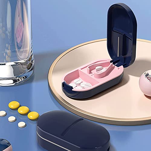 HANNEA® Portable Pill Box Tablets Cutter, Medicine Organizer Box with Pill Cutter for Small and Large Tablets 2 in 1 Pill Storage Organizer with Tablet Cutter for Daily Use, Travel(Blue) - Image 5