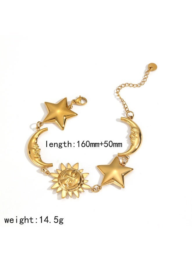 AMETOER Star, Moon, Sun Stainless Steel Bracelet For Women, Niche Design High-End Collarbone Chain - Image 5