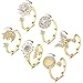 Honsny 6Pcs 14K Gold Plated Anxiety Rings for Women Adjustable Spinner Anxiety Ring CZ Butterfly Bee Moon Star Fidget Rings for Anxiety Stress Relief for Women - Image 3
