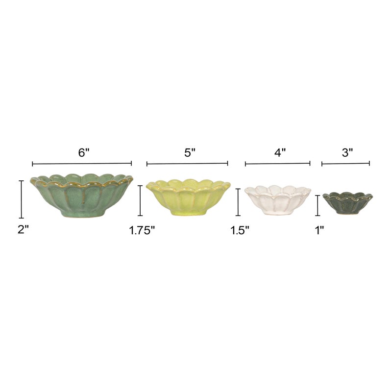 Creative Co-Op 4-Piece Stoneware Reactive Glaze Flower Shaped Bowl Set, Multicolor - Image 2