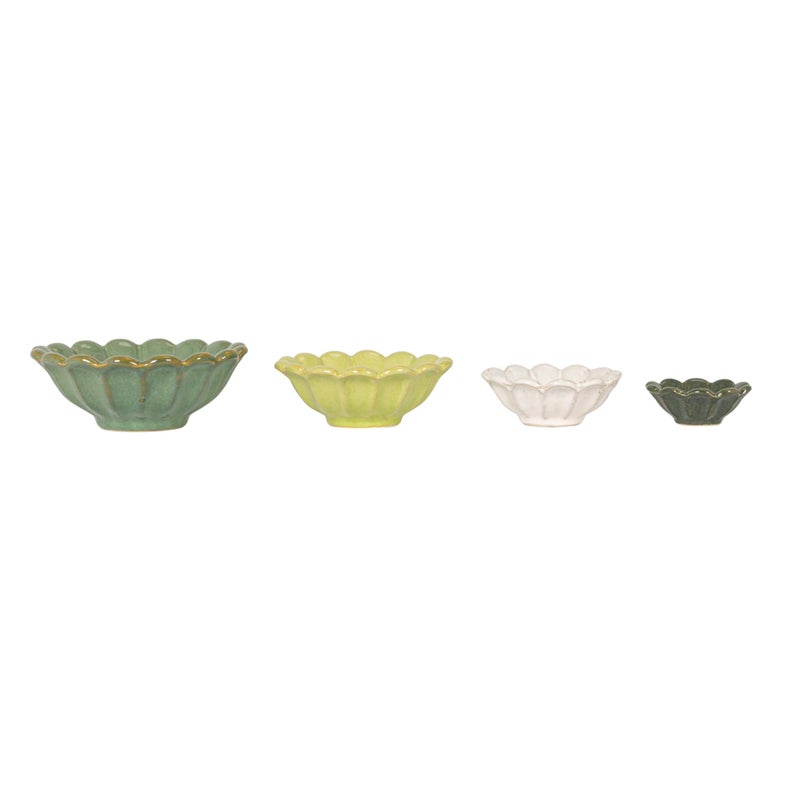 Creative Co-Op 4-Piece Stoneware Reactive Glaze Flower Shaped Bowl Set, Multicolor - Image 5
