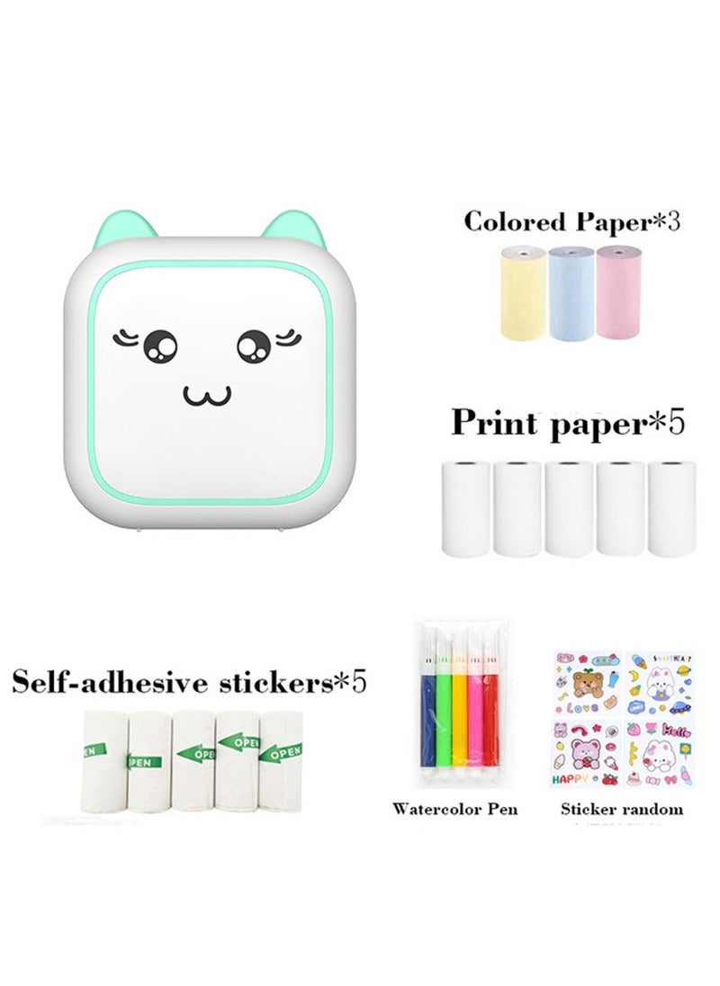 Kidle Thermal Mini Printer,Bluetooth Printer for Phone, Wireless Label Printer with Tape，Compatible with iOS&Android，printer+5 stickers+5 regular paper+3 colored paper+6 colored pens+1 sticker  - Image 1