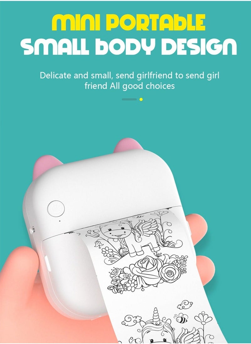 Kidle Thermal Mini Printer,Bluetooth Printer for Phone, Wireless Label Printer with Tape，Compatible with iOS&Android，printer+5 stickers+5 regular paper+3 colored paper+6 colored pens+1 sticker  - Image 3