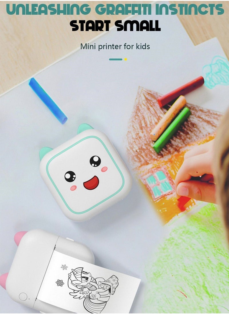 Kidle Thermal Mini Printer,Bluetooth Printer for Phone, Wireless Label Printer with Tape，Compatible with iOS&Android，printer+5 stickers+5 regular paper+3 colored paper+6 colored pens+1 sticker  - Image 2