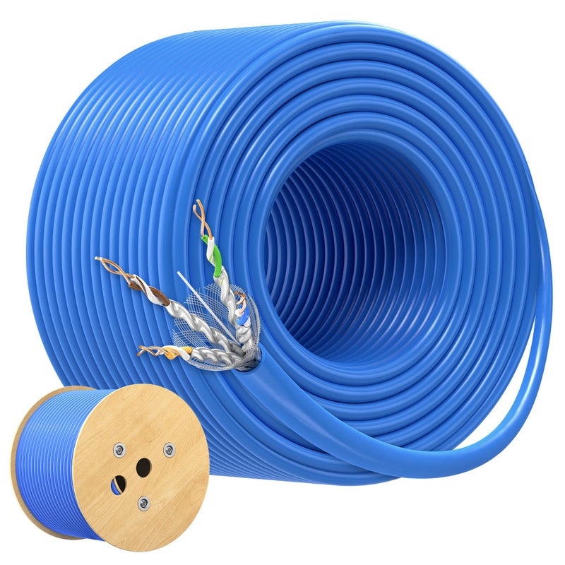 Cable Matters كابل ماترز [مدرج من UL] كابل كات 6A محمي نحاسي عاري 23AWG بسرعة 10Gbps داخل الجدار (CM) - 500 قدم، صلب، S/STP، S/FTP، كابل إيثرنت كات 6A بالجملة، سلك إيثرنت كات 6A، أسود - Image 1