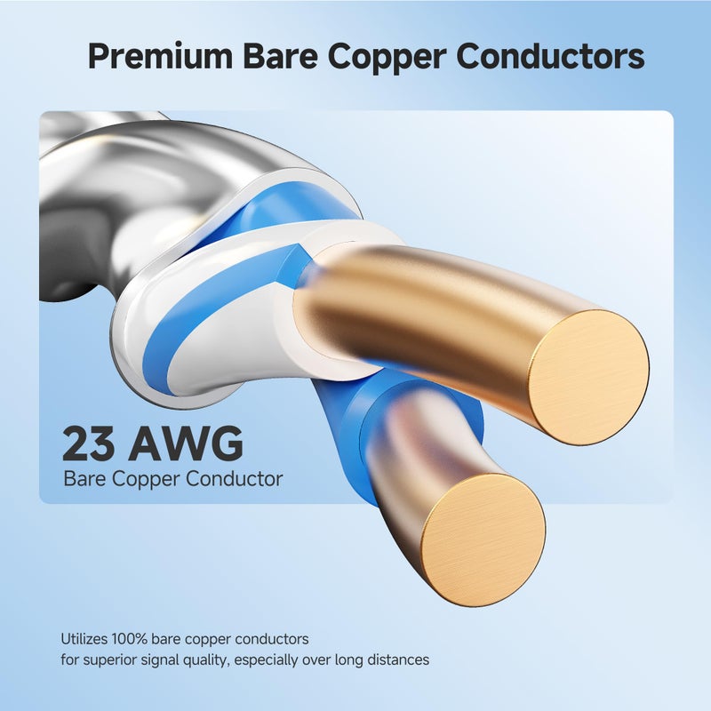 Cable Matters كابل ماترز [مدرج من UL] كابل كات 6A محمي نحاسي عاري 23AWG بسرعة 10Gbps داخل الجدار (CM) - 500 قدم، صلب، S/STP، S/FTP، كابل إيثرنت كات 6A بالجملة، سلك إيثرنت كات 6A، أسود - Image 5