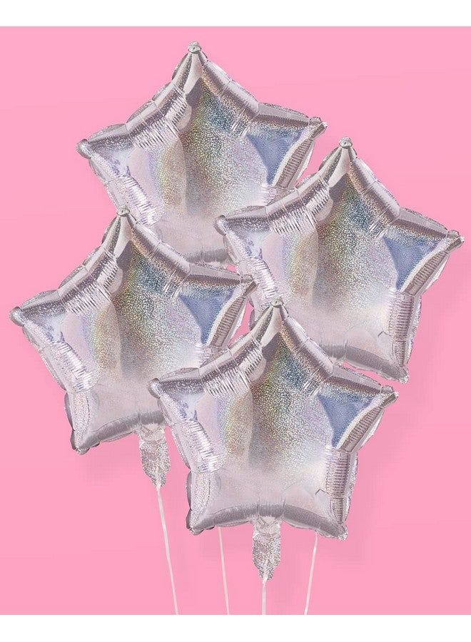 Iridescent Star Foil Balloon Pack 4 Pack Birthday Party Supplies Space Party Decorations Last Disco Bday Balloon Arch