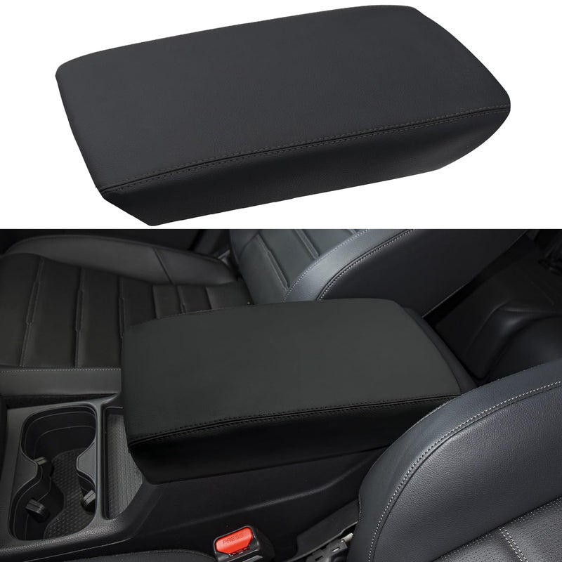 LOCOY Center Console Armrest Cover Fit for Honda CRV Accessories 2023 2024 2025 for CRV Arm Rest Box Protective Cover Armrest Lid Cushion Pad Middle Console Cover Black Stitches