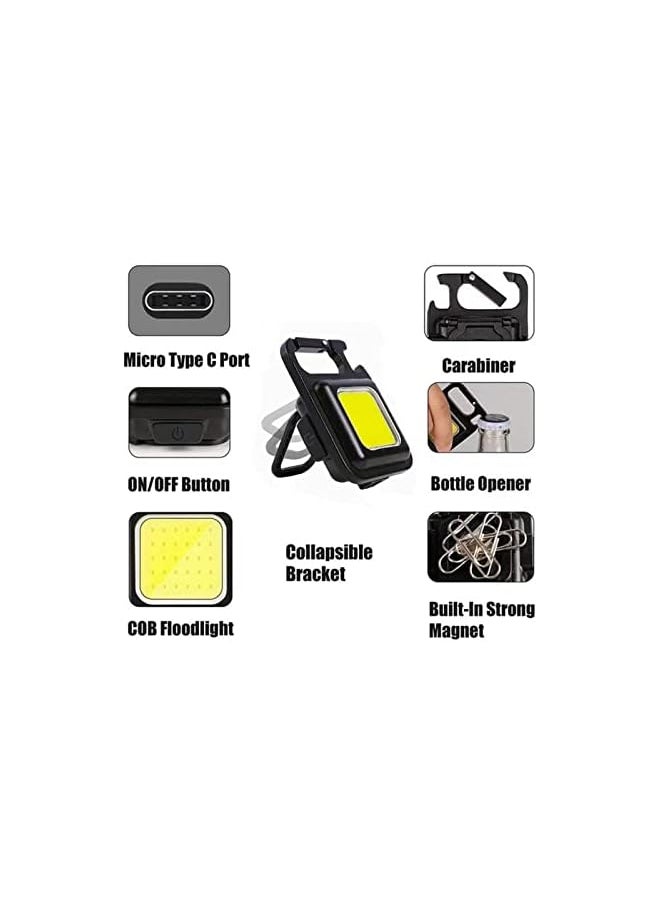 PROMASS promass COB Keychain Work Light,Keychain Flashlight 1000 Lumen Emergency Light with 3 Light Mode Magnetic Work Light and Folding Bracket Bottle Opener, Portable Flashlight for Camping, Hiking(2 Pcs)  - Image 4