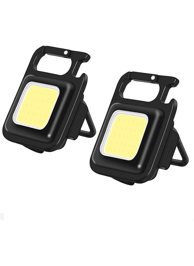 PROMASS promass COB Keychain Work Light,Keychain Flashlight 1000 Lumen Emergency Light with 3 Light Mode Magnetic Work Light and Folding Bracket Bottle Opener, Portable Flashlight for Camping, Hiking(2 Pcs)  - Image 1