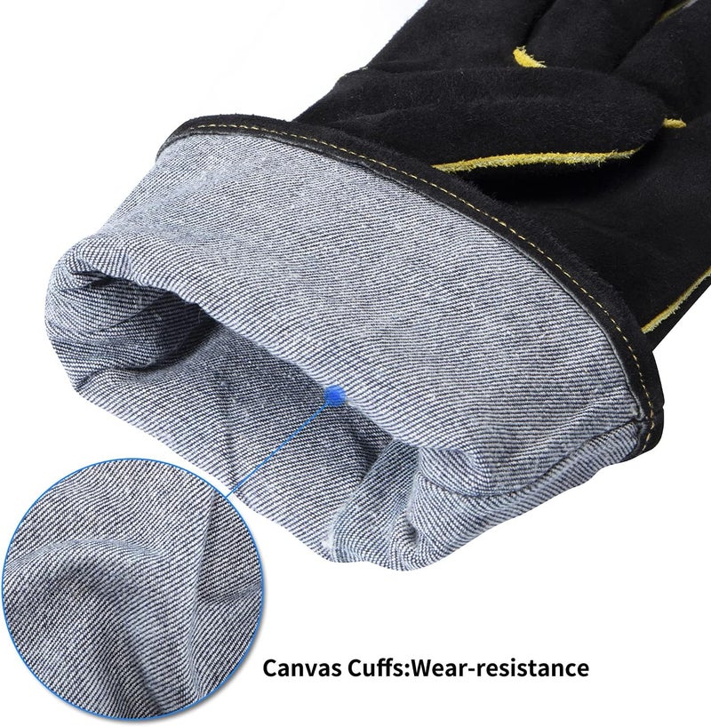 AOUCHI 932℉ Leather Welding Gloves for Women Man, Heat Resistant Fire Long Sleeve Gloves for Tig Mig Stick BBQ Fireplace Animal Handling (Large 16inch) - Image 5
