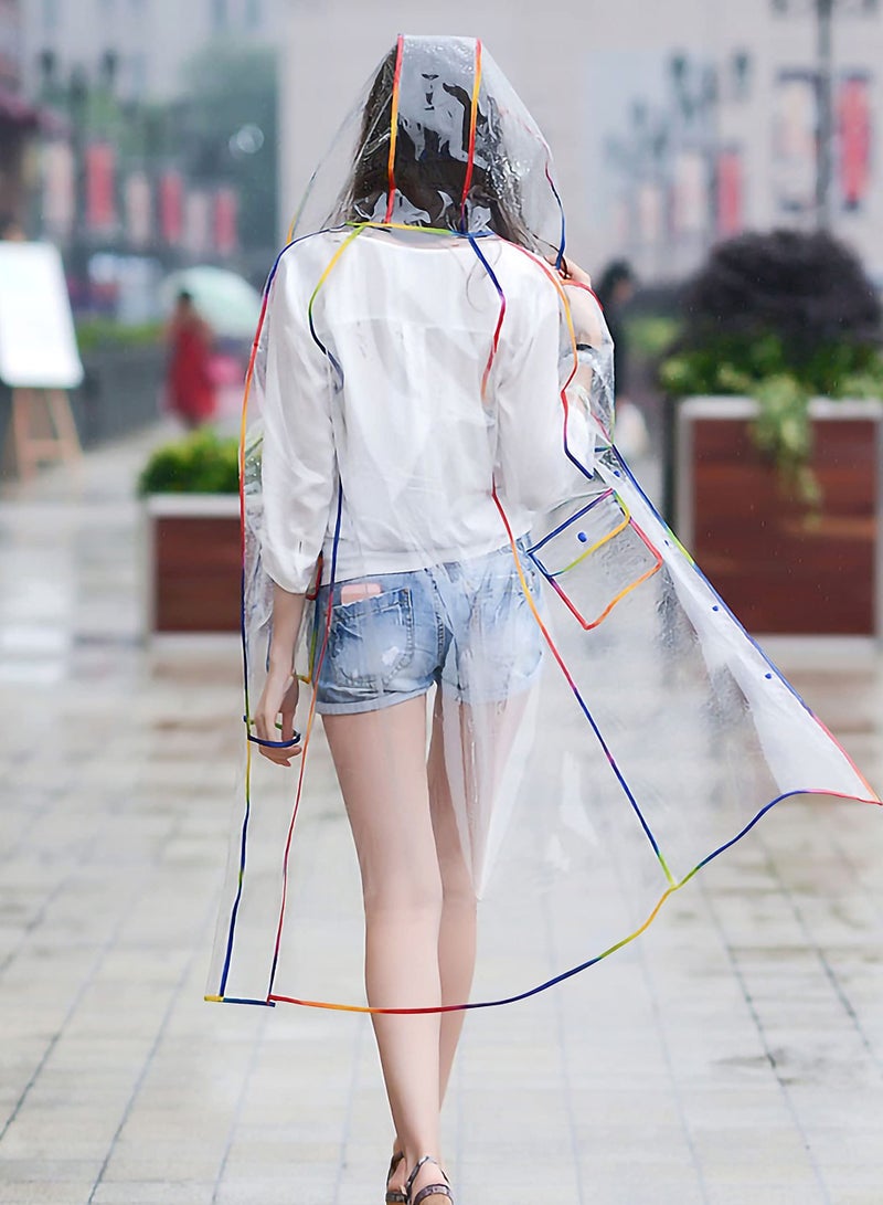 KASTWAVE Raincoat Rain Poncho for Adults, Transparent Raincoat for Women Rain Ponchos for Adult Waterproof Rain Jackets Reusable Raincoat EVA Jacket Packable Raincoat for Family Emergency Travel 1 Pack - Image 4