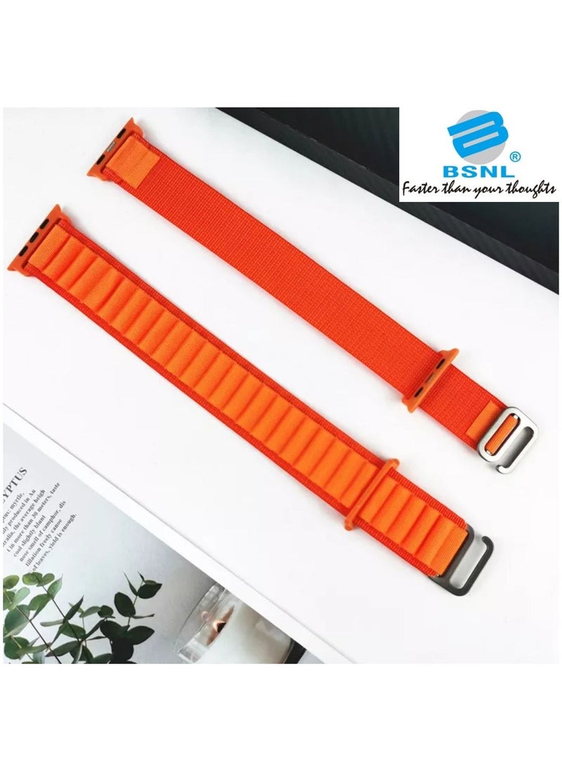 BSNL - Replacement Strap 42/44/45/49mm Alpine Loop Band for Apple Watch Series 8/7/SE/6/5/4/3/2/1 Orange - Image 1
