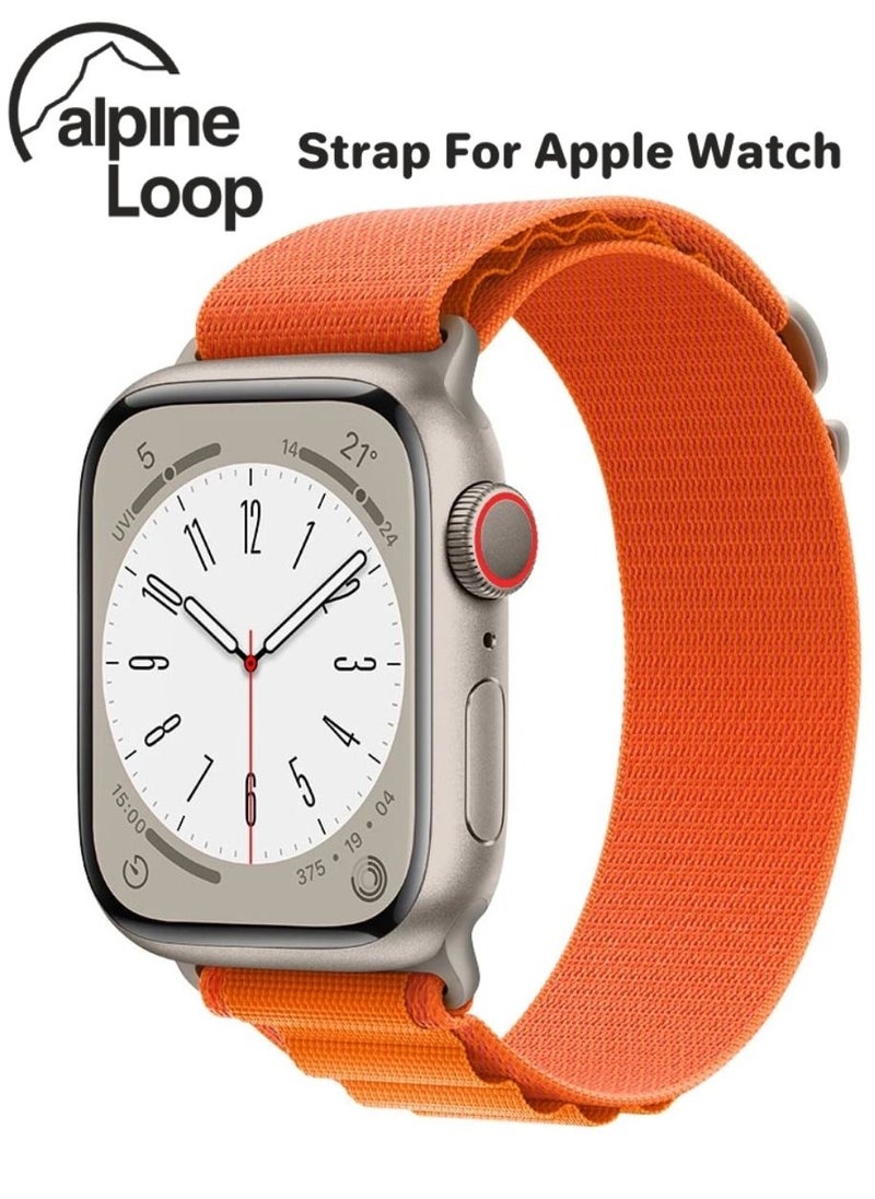 BSNL - Replacement Strap 42/44/45/49mm Alpine Loop Band for Apple Watch Series 8/7/SE/6/5/4/3/2/1 Orange - Image 1
