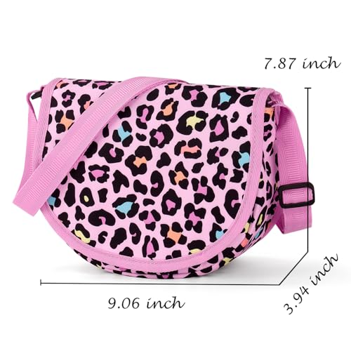 Choco Mocha Purse for Girls age 4-6 6-8 8-10, Kids Purses for Girls Cheetah Crossbody Purse for Girl with Should Strap Girl Pocketbook, Pink - Image 3