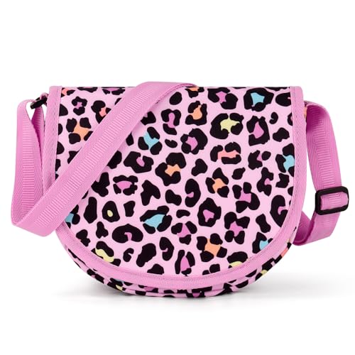 Choco Mocha Purse for Girls age 4-6 6-8 8-10, Kids Purses for Girls Cheetah Crossbody Purse for Girl with Should Strap Girl Pocketbook, Pink - Image 1
