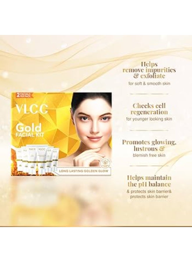 VLCC Gold Facial Kit (6 Items in single box) - Pack of 8 (60 GM X 8) For Radiant Complexion (48 x 10 g) - Image 3