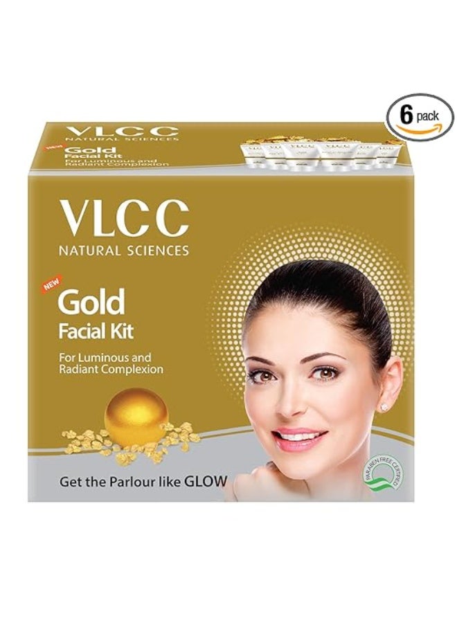 VLCC Gold Facial Kit (6 Items in single box) - Pack of 8 (60 GM X 8) For Radiant Complexion (48 x 10 g) - Image 1