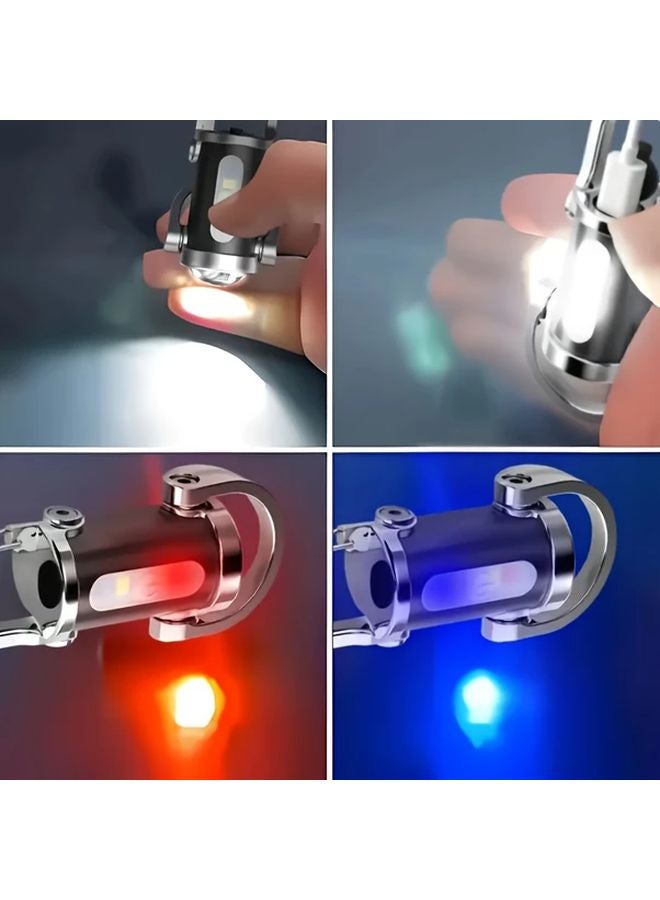 Black LED Portable Keychain Flashlight 7 Modes Type C Charging For Outdoor Emergency - Image 5