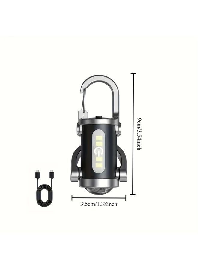 Black LED Portable Keychain Flashlight 7 Modes Type C Charging For Outdoor Emergency - Image 4
