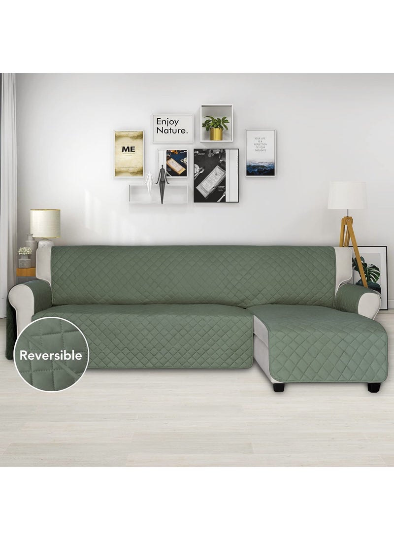 ISSUNTEX - ISSUNTEX Sectional Couch Covers for Dogs, Reversible L Shaped Sofa Cover, Water Resistant Chaise Lounge Cover Furinture Protector for Kids Pets (Small, Greyish Green/Greyish Green) - Image 1