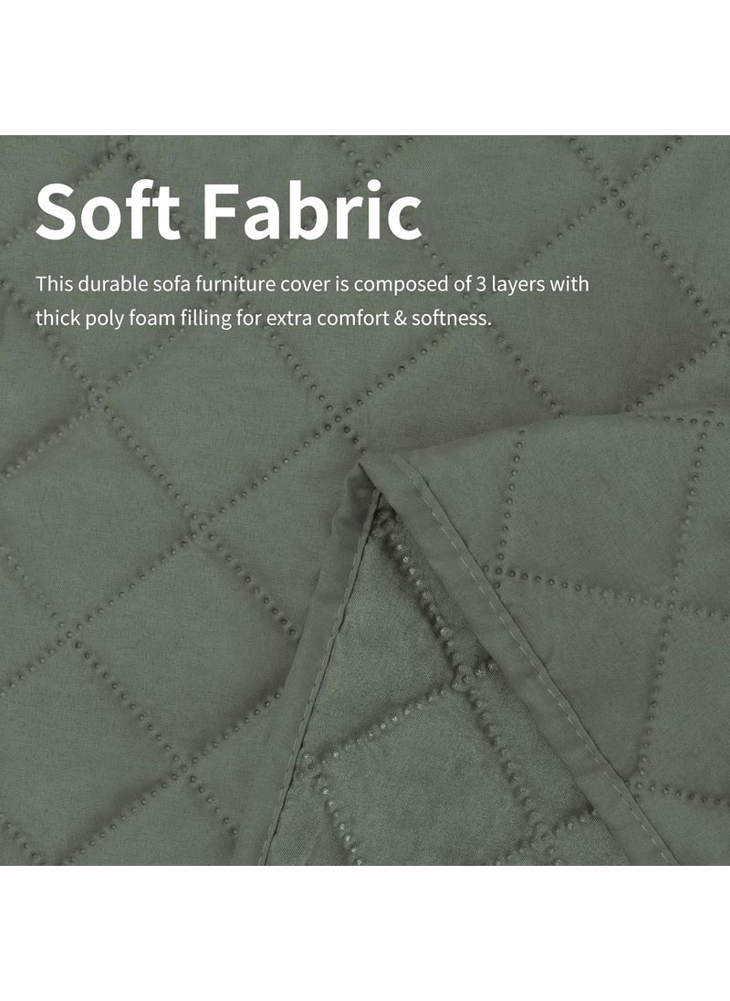 ISSUNTEX - ISSUNTEX Sectional Couch Covers for Dogs, Reversible L Shaped Sofa Cover, Water Resistant Chaise Lounge Cover Furinture Protector for Kids Pets (Small, Greyish Green/Greyish Green) - Image 1