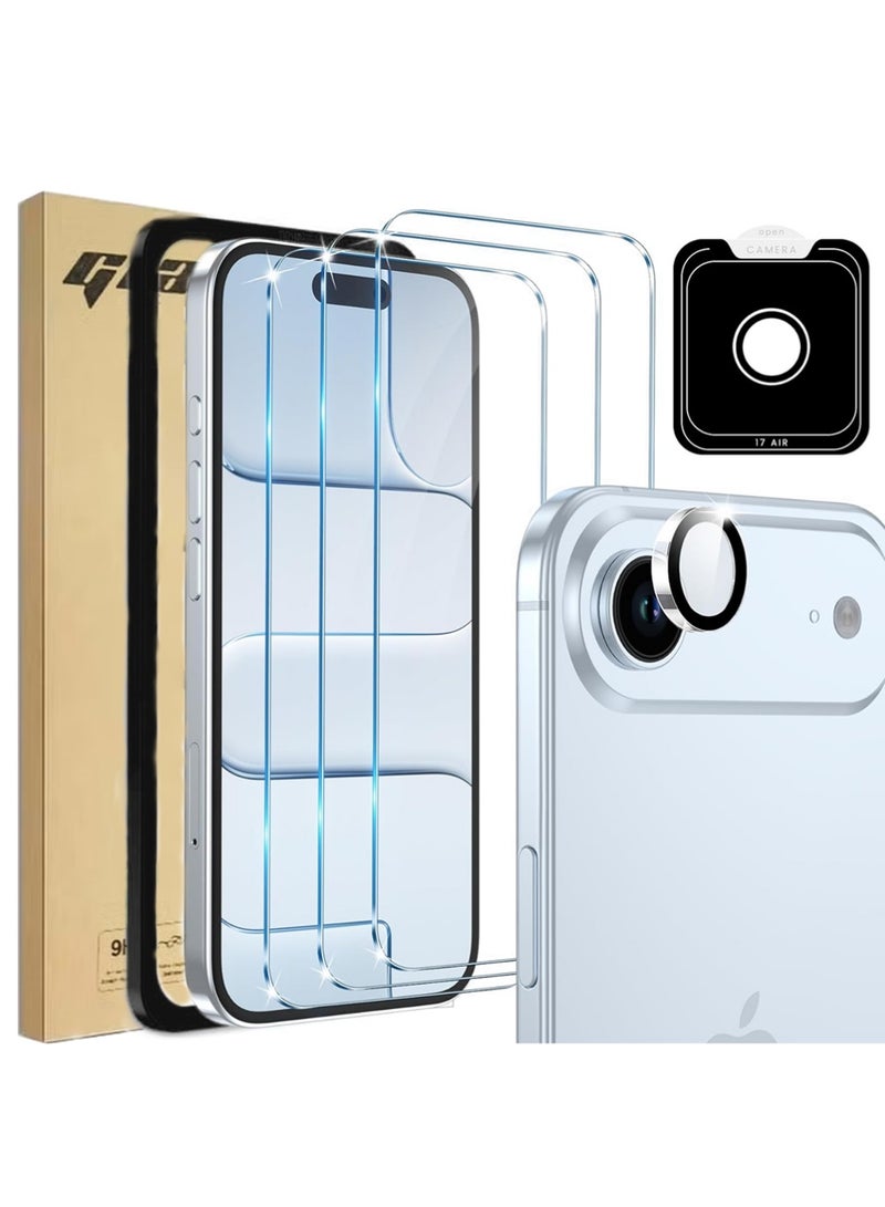 SNBFA Compatible for 3 Pack iPhone Air Screen Protector With 1 Set Camera Lens Protector, 2025 Upgrade 9H+ Premium Tempered Glass iPhone Air, Easy Installation Kits, 6.5 inch - Image 1