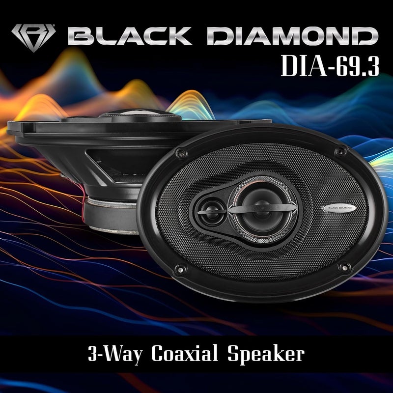 BLACK DIAMOND DIA-69.3 6 x 9 Coaxial Car Speakers 3-Way 270 Watts 4-Ohm Stereo System - Image 2