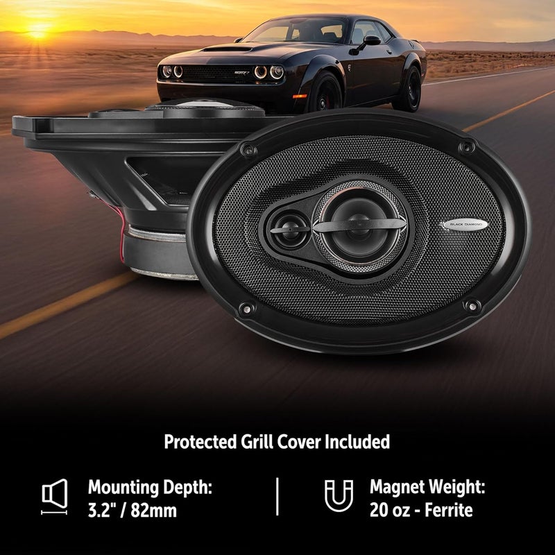 BLACK DIAMOND DIA-69.3 6 x 9 Coaxial Car Speakers 3-Way 270 Watts 4-Ohm Stereo System - Image 4