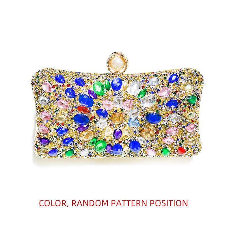 Fashion Colorful Rhinestone Bag Shiny Evening Bag Diamond-Encrusted Banquet Clutch Dress Evening Bag - Image 1