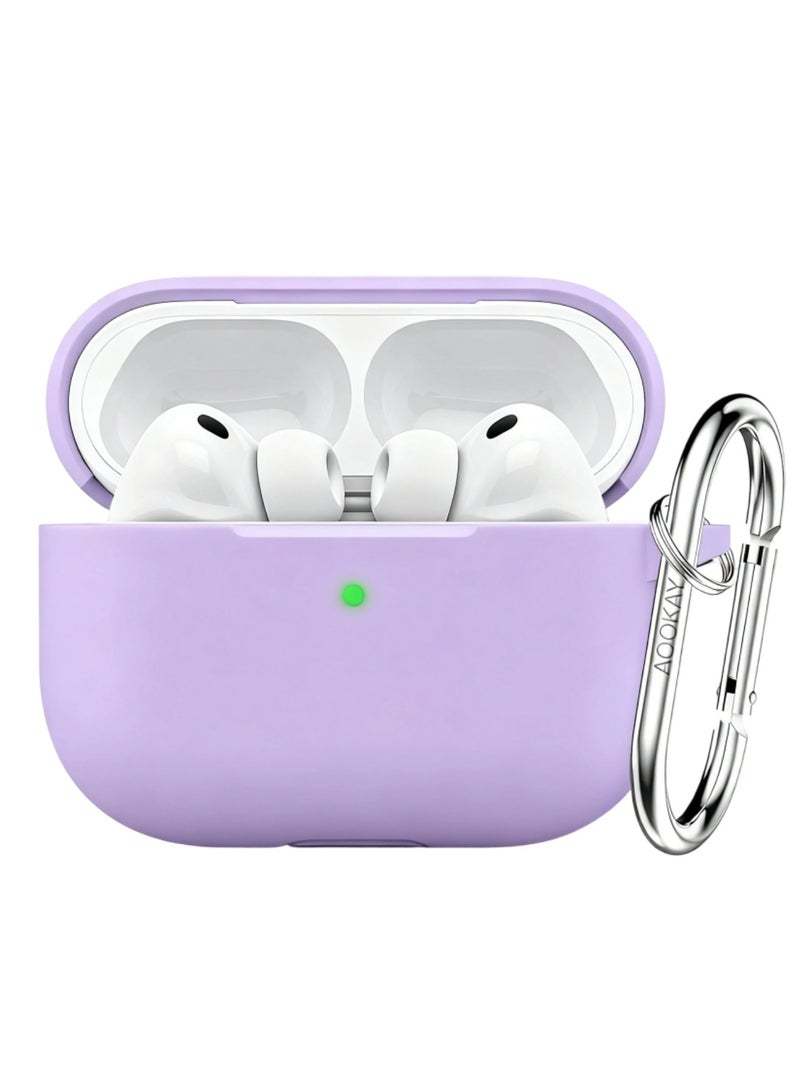 Aookay for Apple AirPods Pro 3/AirPods Pro 3th Generation Case Cover with Keychain, Full Protective Silicone Case Accessories, Front LED Visible (Purple) - Image 1