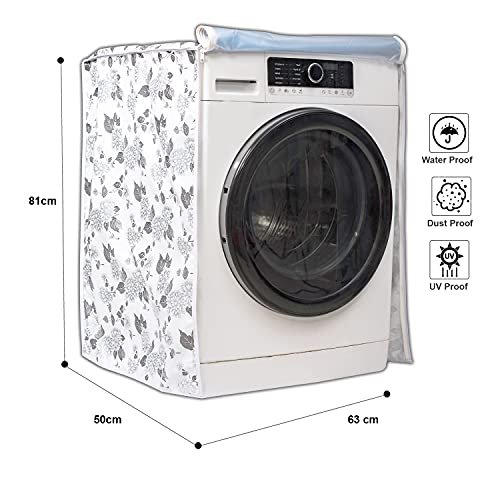Vintage Pro Front Load Washing Machine Cover Suitable for IFB 5.5 Kg, 6 Kg, 6.5 Kg (50cmsX63cmsX81cms, Half White & Grey) - Image 3
