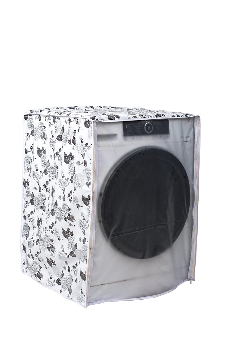 Vintage Pro Front Load Washing Machine Cover Suitable for IFB 5.5 Kg, 6 Kg, 6.5 Kg (50cmsX63cmsX81cms, Half White & Grey) - Image 1