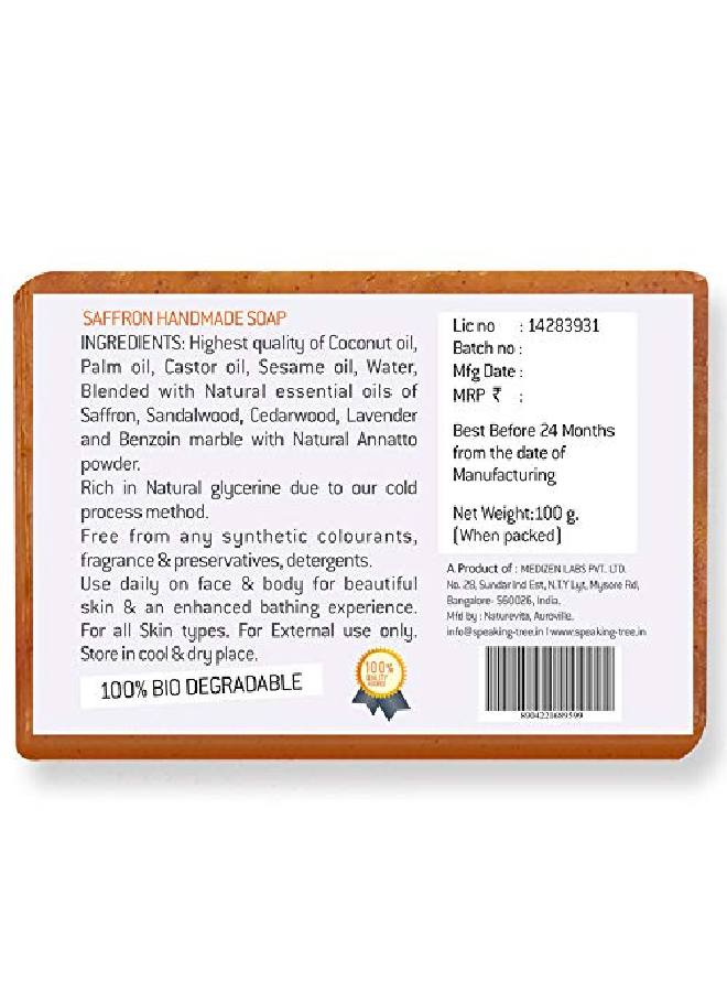 Speaking Tree Skin Brightening Saffron Handmade Soap 100 gms (Pack of 3) - Image 4