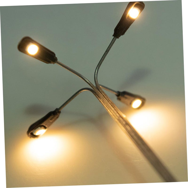 مصابيح شارع صغيرة بإضاءة LED 4 قطع للنماذج المعمارية ودعامات طاولة الرمل 11X3X1 سم - Image 5